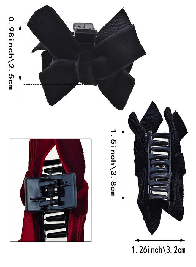 Capiant 4 PACK Mini Velvet Hair Bow Clips Black Red Bow Hair Claw Clip No Slip Bow Jaw Clips Bows Hair Barrettes Accessories for Women - Image 2